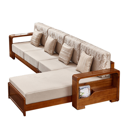 水曲柳实木沙发客厅沙发组合新中式沙发家具转角贵妃木制沙发包邮
